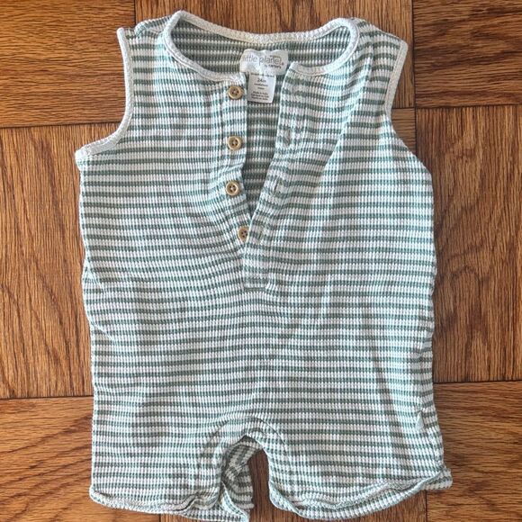 Little Planet Other - Carters Organic Cotton Green White Striped Sleeveless Baby Romper 24 months